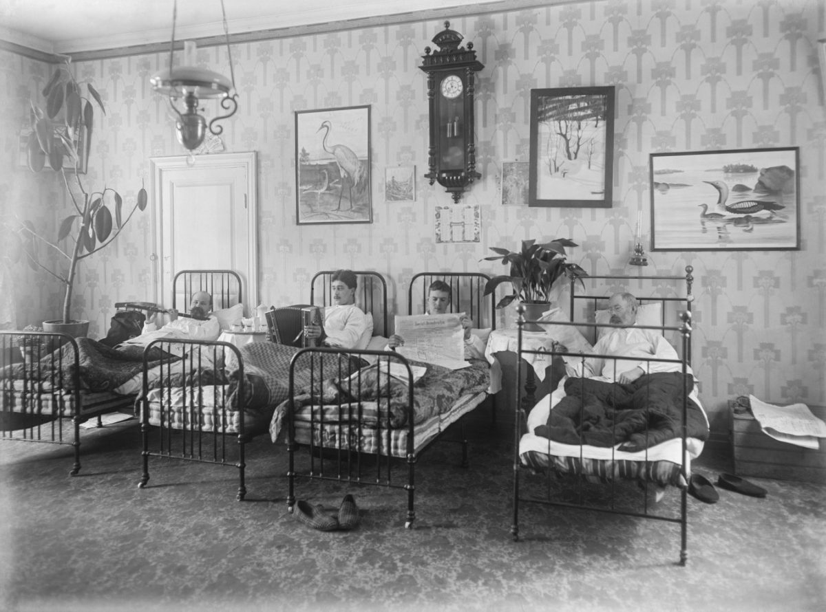 Militärsjukhuset Gardes Lasarett 2.4.1912. Bild: Artur Faltin / Museiverkets bildsamlingar