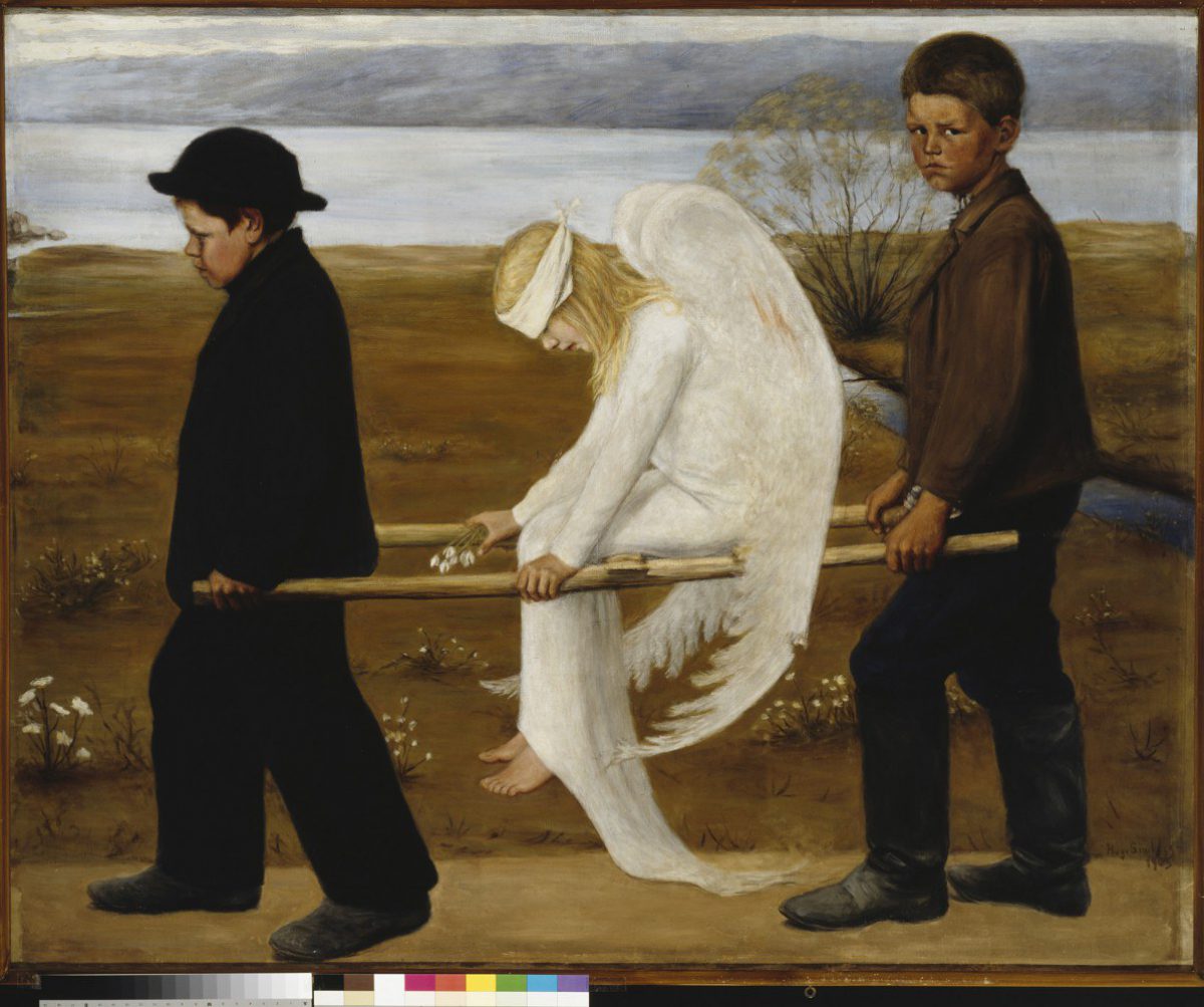 Den sårade ängeln, 1903. Målning: Hugo Simberg / Ahlströms samling / Finlands Nationalgalleri